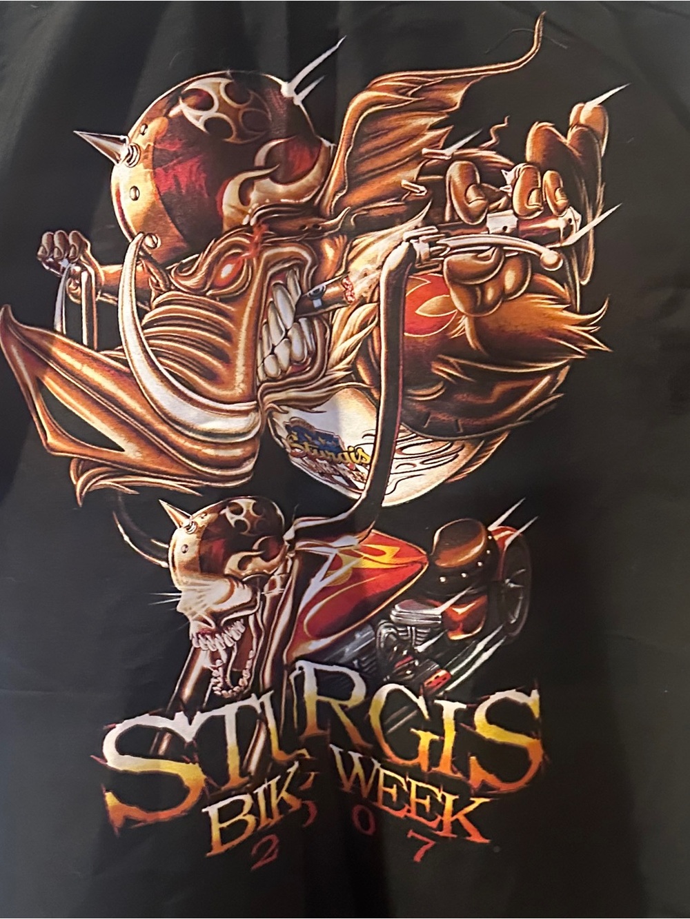 Sturgis Bike Week 2007 Graphic button up shirt - Black with Gold & Red Design